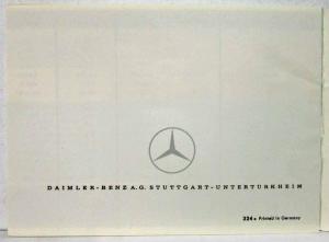 1955 Mercedes-Benz Small Full Line Sales Brochure 180 190 220 300 - Orange Car