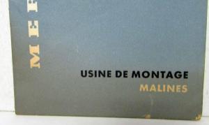 1955-1959 Mercedes-Benz Assembly Plant Malines Sales Folder -French & Dutch Text