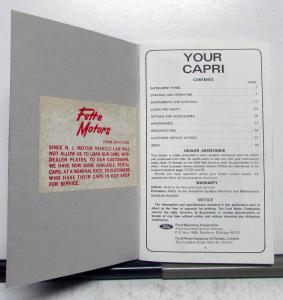 1973 Ford Capri Owners Operators Manual Original