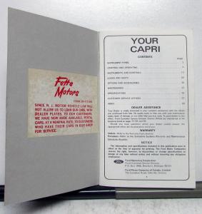1973 Ford Capri Owners Operators Manual Original