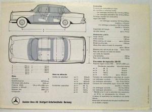 1960 Mercedes Benz 220 S SE Sales Brochure - Spanish Text