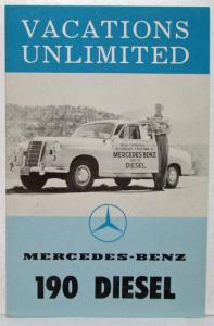 1960 Mercedes Benz Vacations Unltd Promotes Range & MPG 180D 190D Sales Brochure
