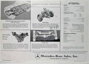 1961 Mercedes Benz Type 180 4-Door Sedan Spec Sheet From Chicago Auto Show