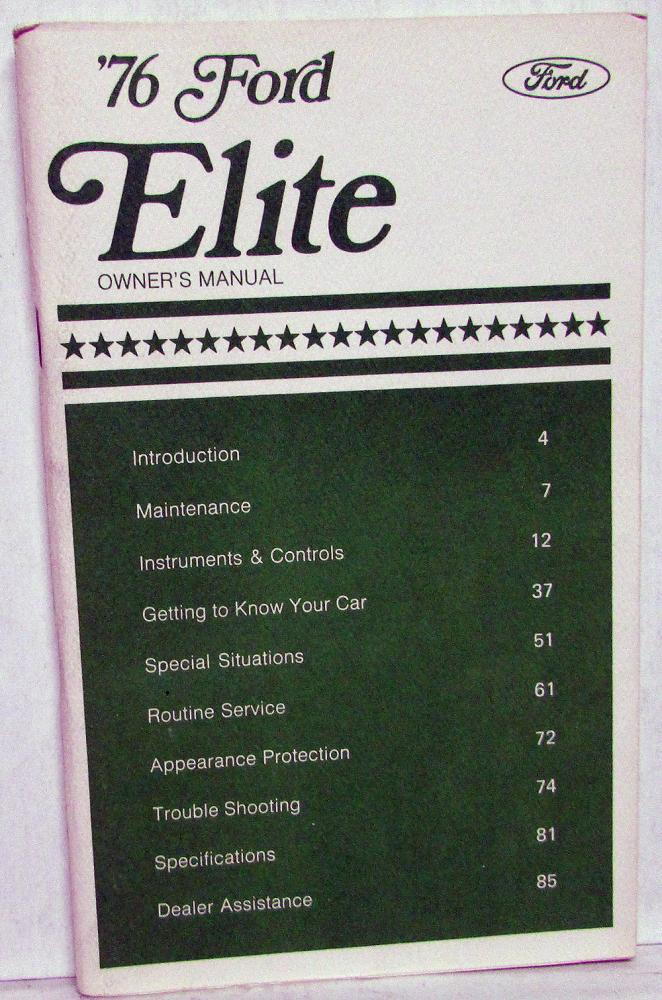 1976 Ford Elite Owners Operators Manual Original