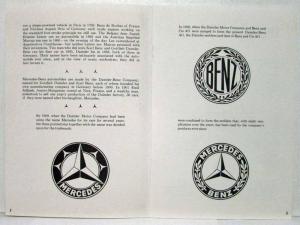 1961 Mercedes-Benz Odd & Intriguing Facts Booklet PAM 475