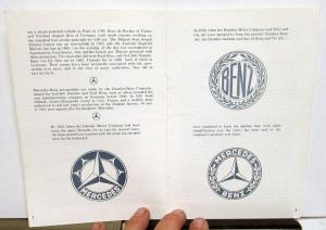 1961 Mercedes-Benz Odd & Intriguing Facts Booklet - White Cover 41040A