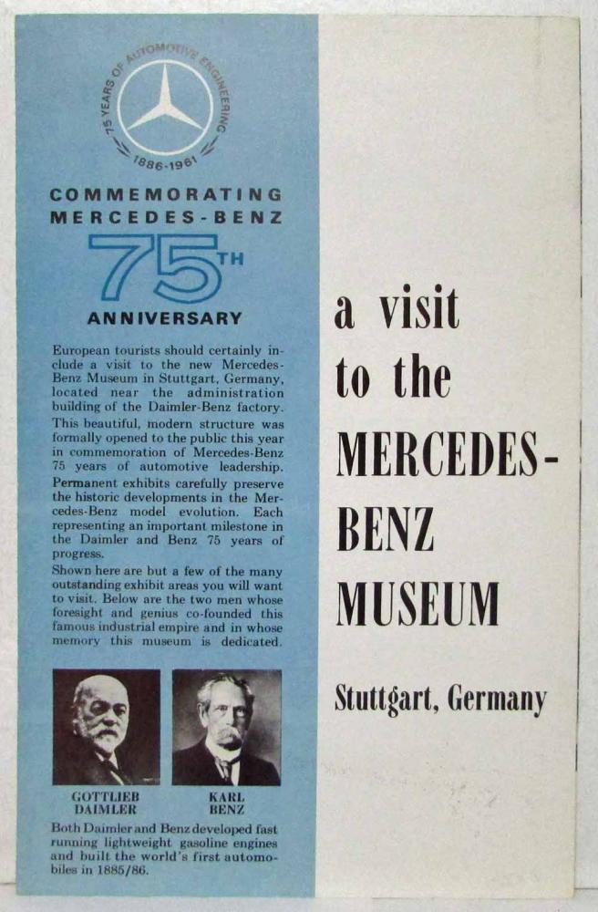 1961 Mercedes-Benz A Visit to the M-B Museum Commemorates 75th Sales Brochure