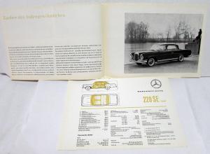 1962 Mercedes-Benz 220SE Coupe Sales Folder with Spec Sheet - German Text