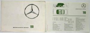 1962 Mercedes-Benz 190 Sales Brochure Large Folder with Spec Data Sheet P1001/1