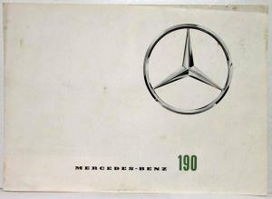 1962 Mercedes-Benz 190 Sales Brochure Large Folder with Spec Data Sheet P1001/1