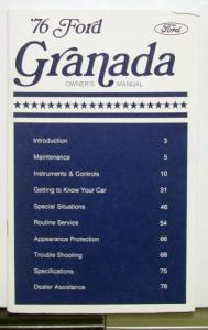 1976 Ford Granada Owners Operators Manual Original