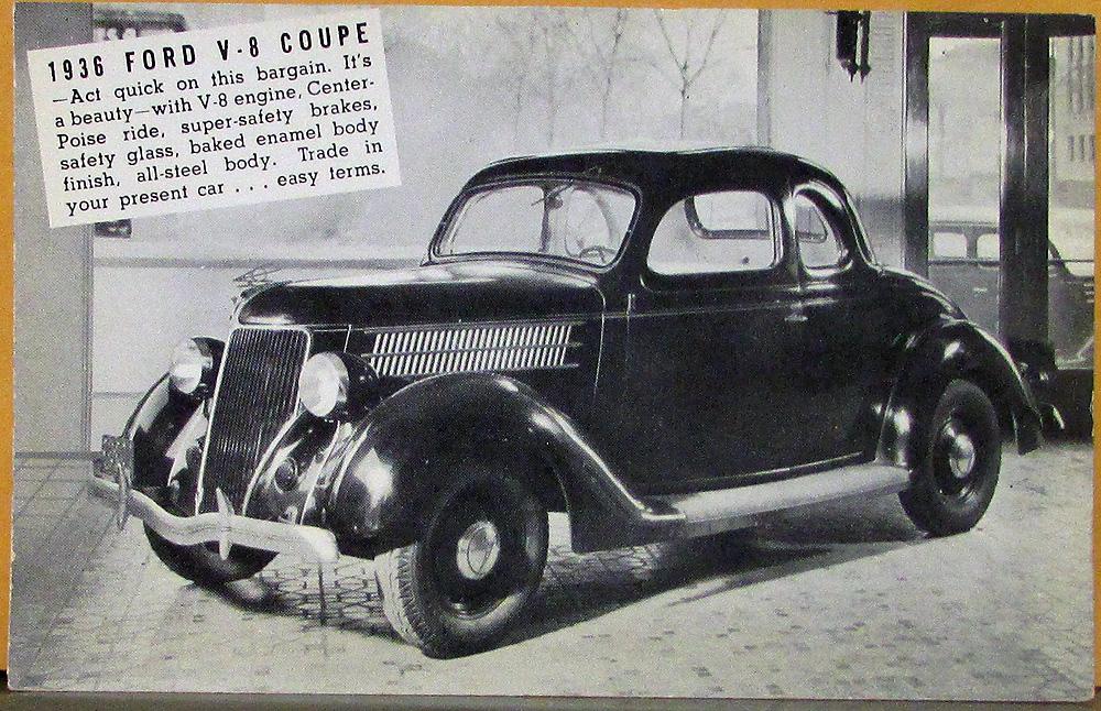1937 Ford V8 Coupe Postcard Toner Motor Co Caney KS Original