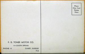 1937 Ford V8 Coupe Postcard Toner Motor Co Caney KS Original