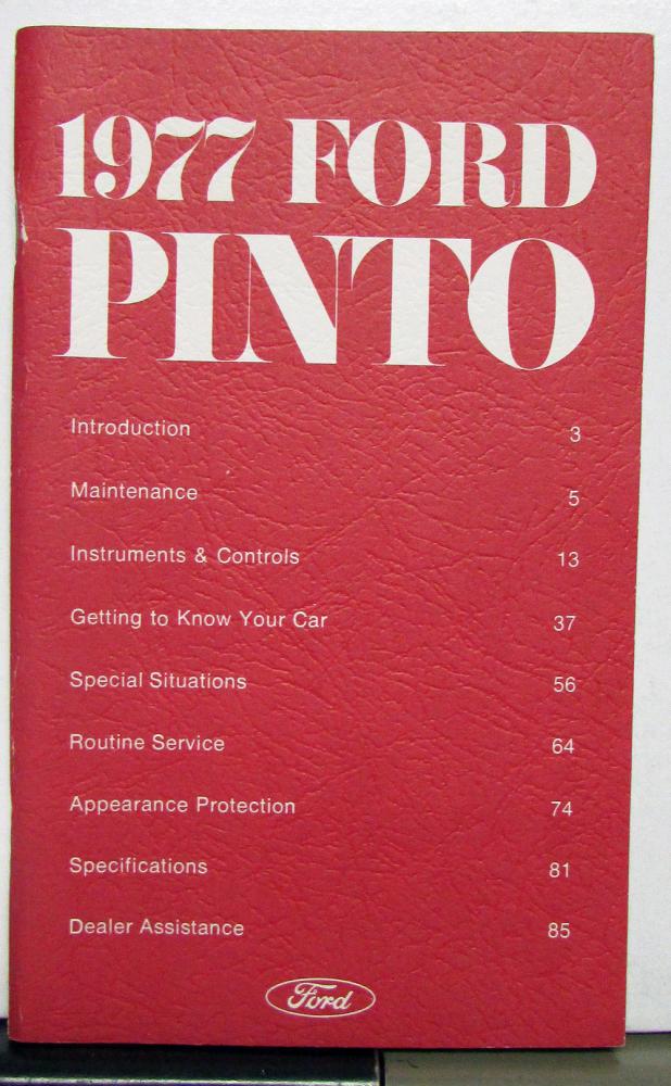 1977 Ford Pinto Owners Operators Manual Original
