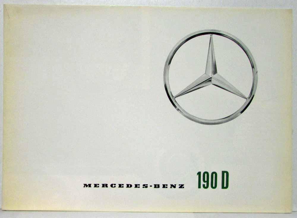 1962 Mercedes-Benz 190D Sales Brochure Large Folder with Spec Data Sheet P2233/1