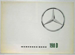 1962 Mercedes-Benz 190D Sales Brochure Large Folder with Spec Data Sheet P2233/1