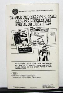 1979 Ford Granada Owners Operators Manual Original