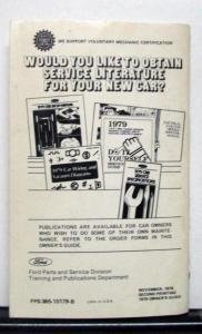 1979 Ford Thunderbird Owners Operators Manual Original