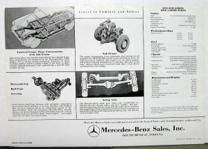 1962 Mercedes-Benz 190D Diesel 4 Door Sedan Spec Sheet