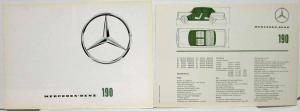1962 Mercedes-Benz 190 Sales Brochure Large Folder with Spec Data Sheet P1001