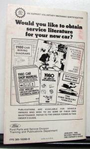1980 Ford Full Size (LTD) Owners Operators Manual Original