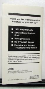 1983 Ford LTD Owners Operators Manual Original