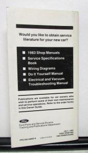 1983 Ford Escort Owners Operators Manual Original