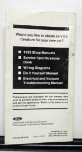 1983 Ford EXP Owners Operators Manual Original