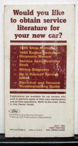 1985 Ford Escort Owners Operators Manual Original