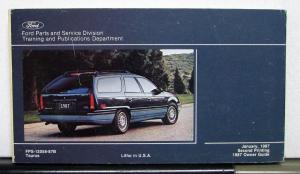 1987 Ford Taurus Owners Operators Manual Original