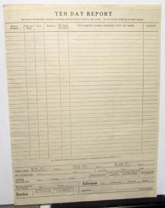 1931 Ford Dealers Ten Day Report Form For Sales & Inventory Original