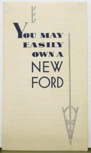 1935 Ford Finance Univeral Credit Co Sales Folder Original