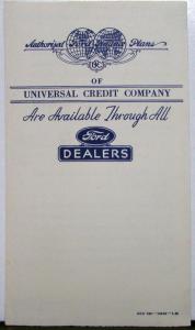 1935 Ford Finance Univeral Credit Co Sales Folder Original