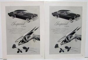 1953 Chrysler Imperial Magazine Ad Slick Proof Pair Original Advertising