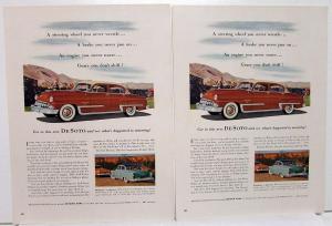 1953 De Soto Firedome V8 Powermaster Ad Slick Proof Pair Original Chrysler 9x12