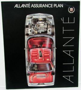 1987 Cadillac Allante Assurance Plan Warranty Information Sales Folder