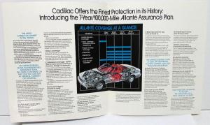 1987 Cadillac Allante Assurance Plan Warranty Information Sales Folder