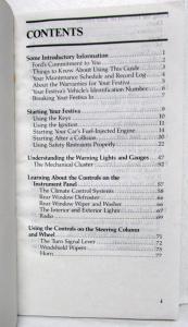 1991 Ford Festiva Owners Operators Manual Original