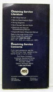 1991 Ford Thunderbird Owners Operators Manual Original