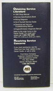 1992 Ford Crown Victoria Owners Operators Manual Original