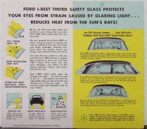 1952 1953 Ford I Rest Tinted Safety Glass Sales Folder Original