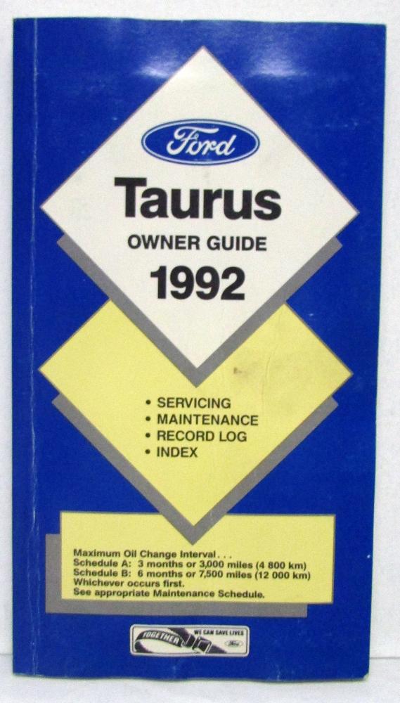 1992 Ford Taurus Owners Operators Manual Original