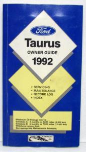 1992 Ford Taurus Owners Operators Manual Original