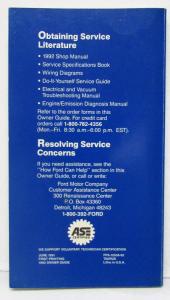 1992 Ford Taurus Owners Operators Manual Original