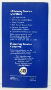 1992 Ford Escort Owners Operators Manual Original