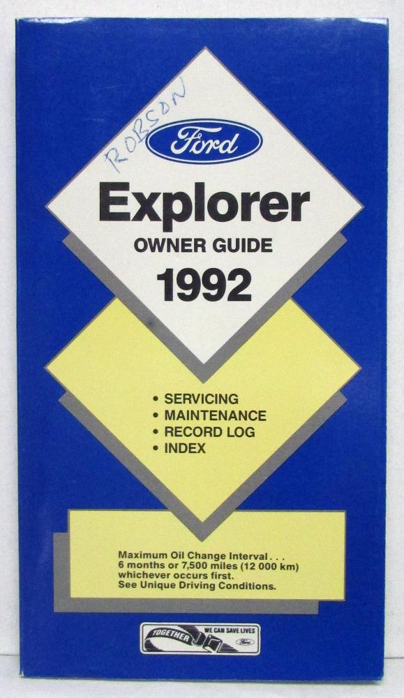 1992 Ford Explorer Owners Operators Manual Original