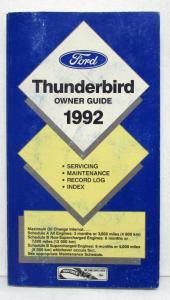 1992 Ford Thunderbird Owners Operators Manual Original