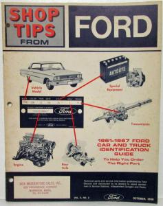 1966 October Ford Shop Tips Vol 5 No 2 1961-1967 Ford Car & Truck ID Guide