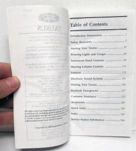 1996 Ford Taurus Owners Operators Manual Original