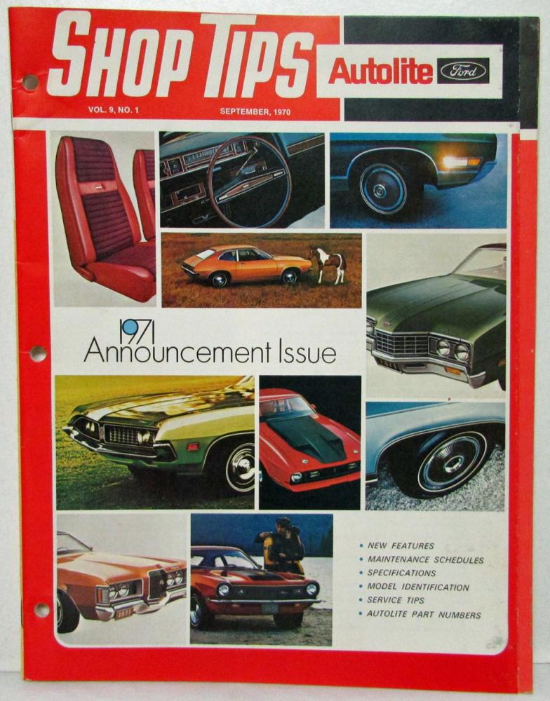 1970 September Ford Shop Tips Vol 9 No 1 1971 Announcements